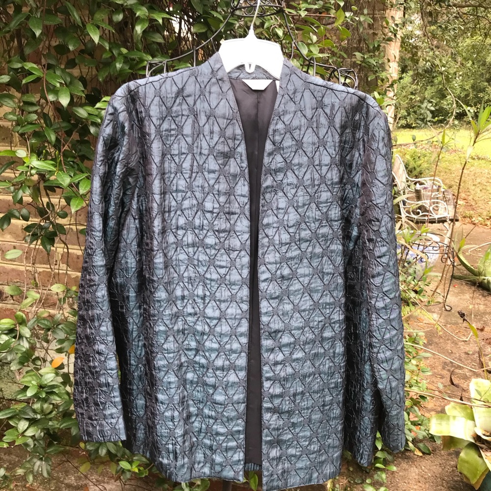 Laura Ashley- DRESSY BLUE GRAY TEXTURED JACKET- Size 1X- EUC